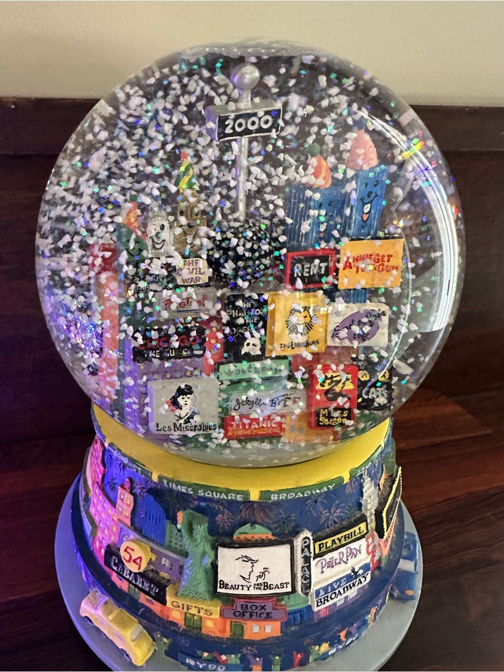 New York City Millennium 2000 Snow Globe Twin Towers Broadway Times Square - Picture 6 of 9